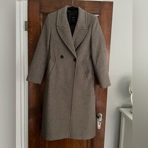 Mango Wool Coat in Gray Brown XXS
